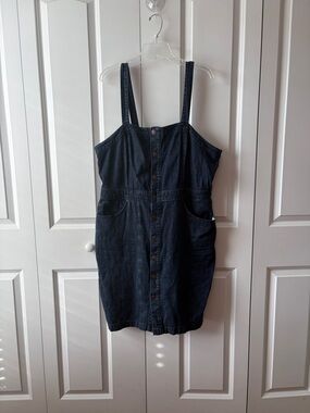 Universal Thread Denim Button-Front Pinafore Dress Women's Size 18